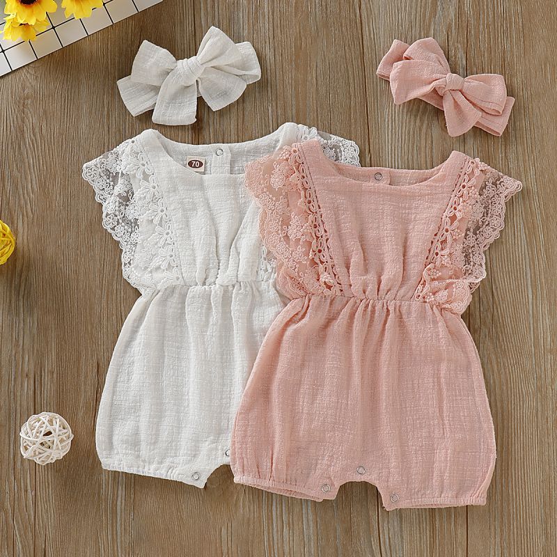 Summer Baby Girl Rompers With Headband