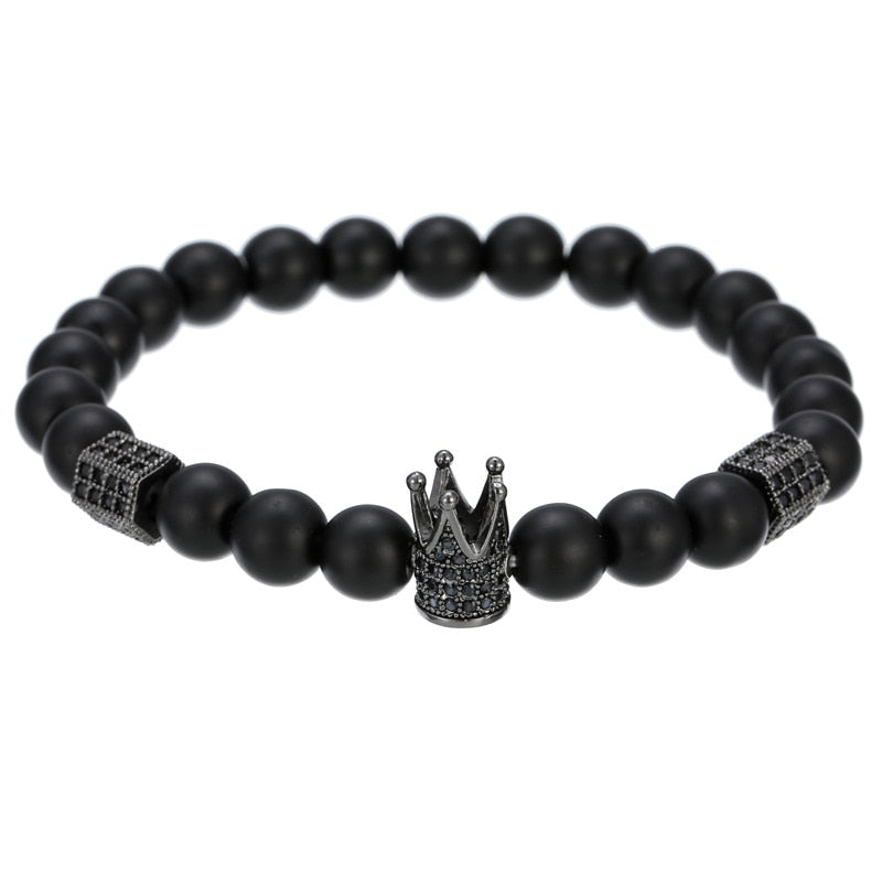 Trendy Micro Pave Cubic Crown Charm Bracelet