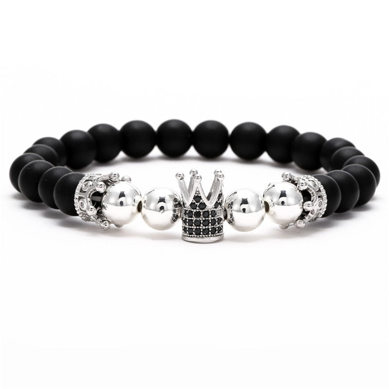 Trendy Micro Pave Cubic Crown Charm Bracelet