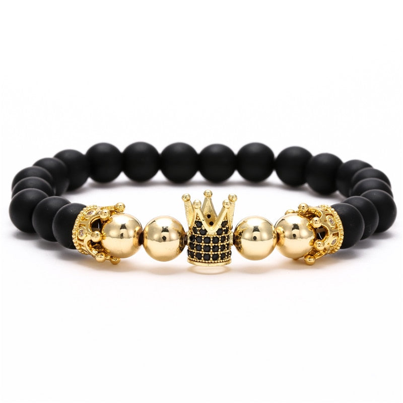 Trendy Micro Pave Cubic Crown Charm Bracelet