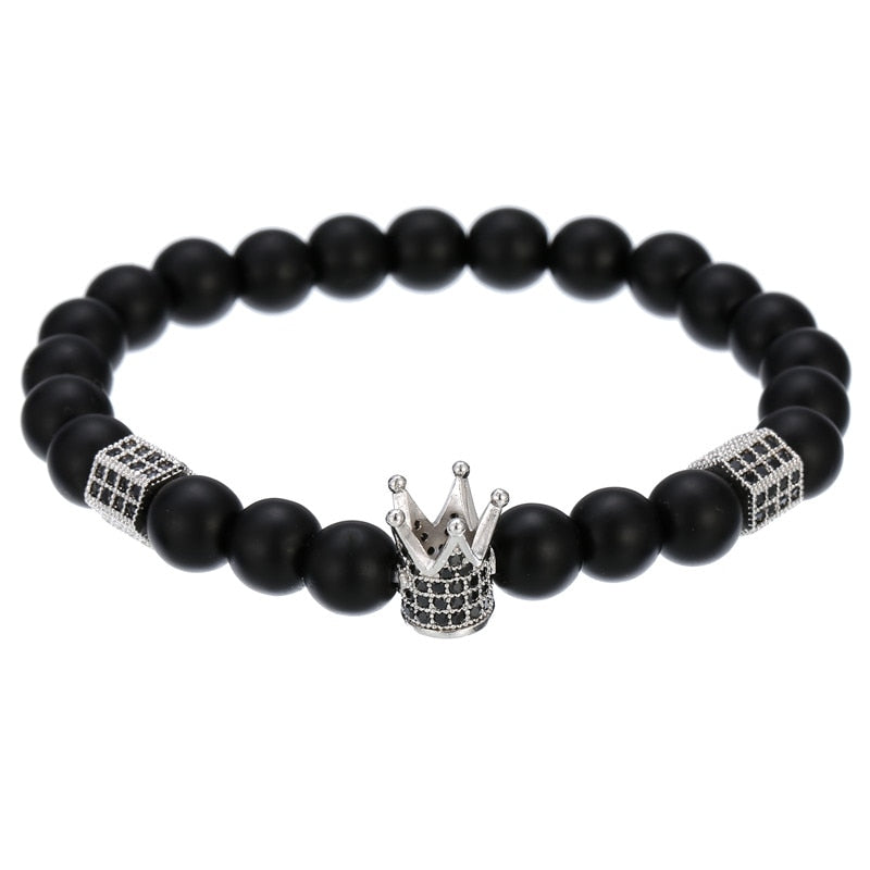 Trendy Micro Pave Cubic Crown Charm Bracelet