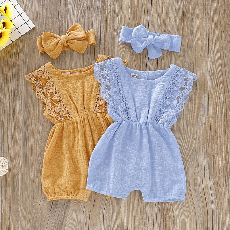 Summer Baby Girl Rompers With Headband