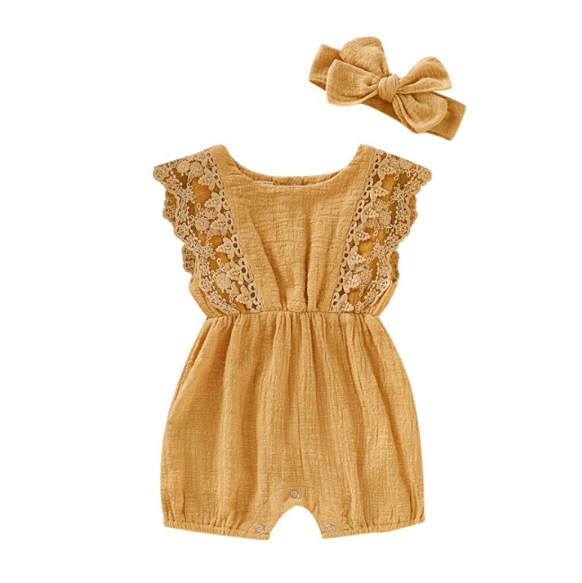 Summer Baby Girl Rompers With Headband