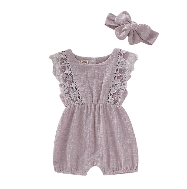 Summer Baby Girl Rompers With Headband