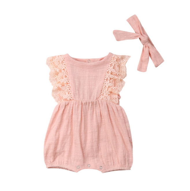 Summer Baby Girl Rompers With Headband