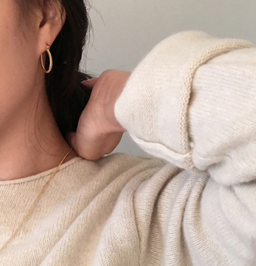 LouLeur 925SS Twisted Hoop Earrings