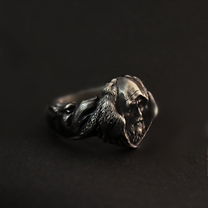 Mythology Odin Old Man Head Ring