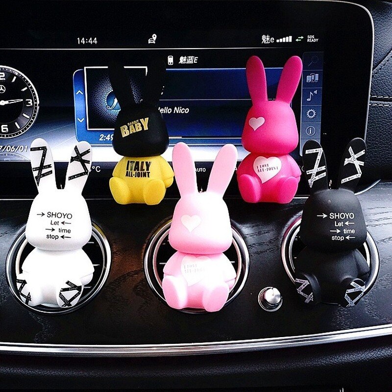 Baby Rabbits Cute Car Accessories Interior Woman Burst Eye Rabbit Doll Car Air-conditioning Outlet Perfume Clip Auto Ornament Gift