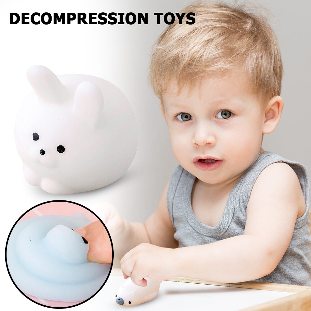 1pc Cute Bunny Rabit Mochi Animals Mini Squeeze Decompression Toy Stress Relief Healing Sensory Fidget Toys for Adults Kids Gift