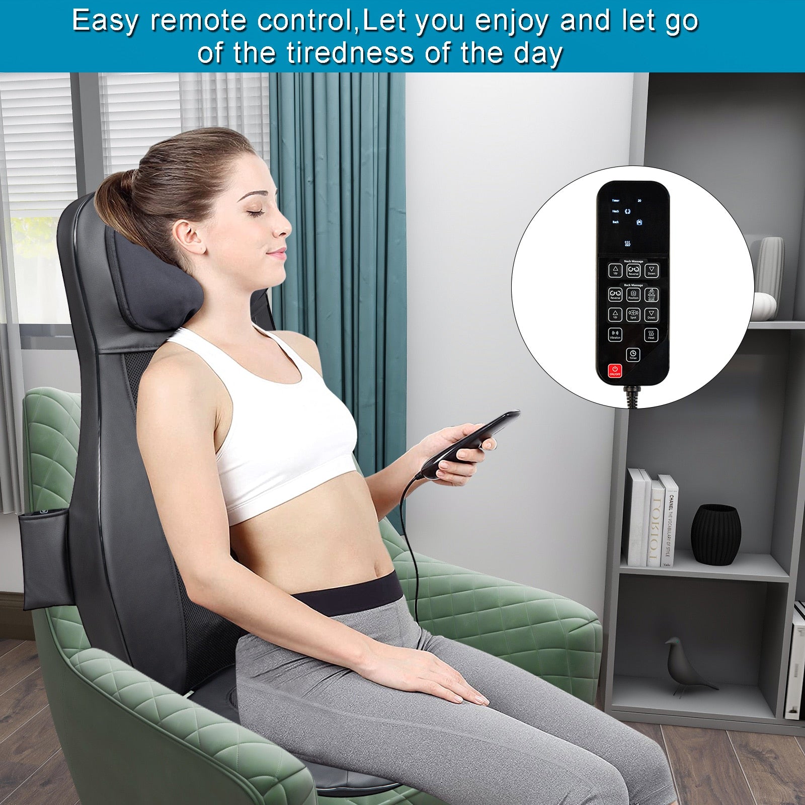 Black vibration heating kneading massage chair