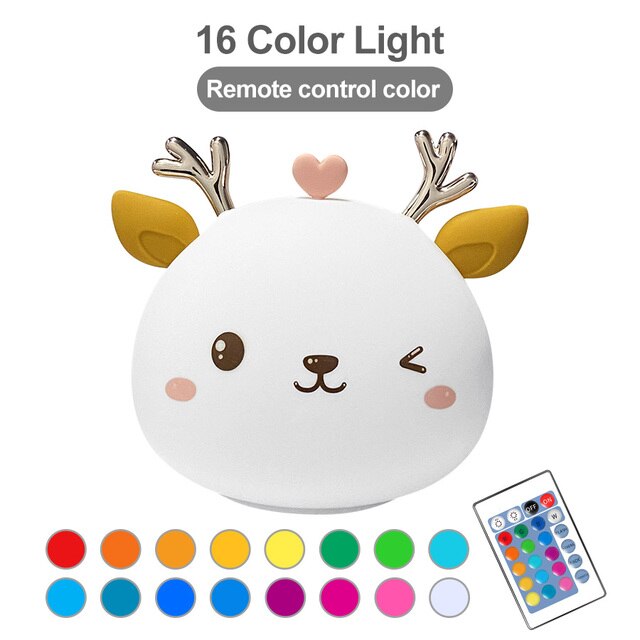 Touch Rabbit Night Lights Silicone Dimmable USB Rechargeable Lamps for Children Baby Gifts Cartoon Cute Animal Rabit Night Lamp