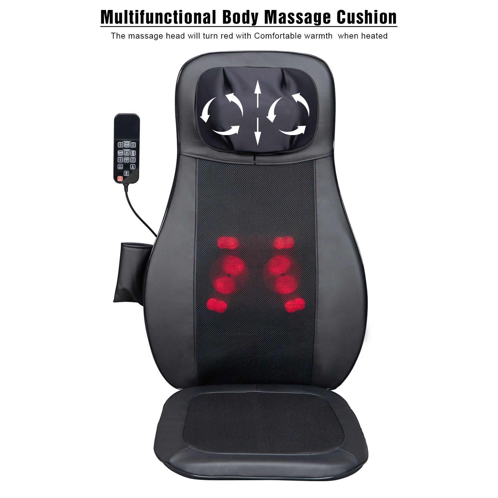 Black vibration heating kneading massage chair