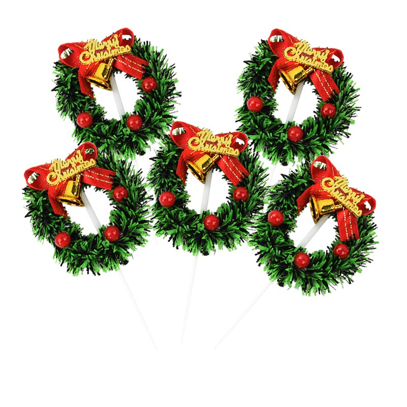 Mini Wreath Xmas Tree Cupcake Toppers