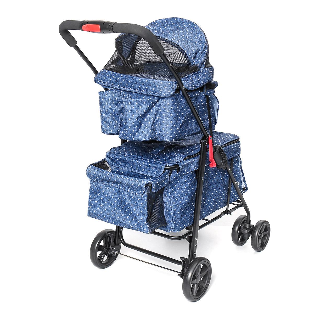NEW 2 In 1 Outdoor Double Deck Carrier Pet Stroller