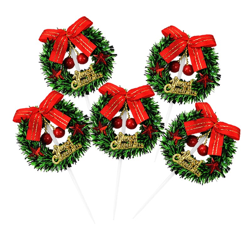 Mini Wreath Xmas Tree Cupcake Toppers