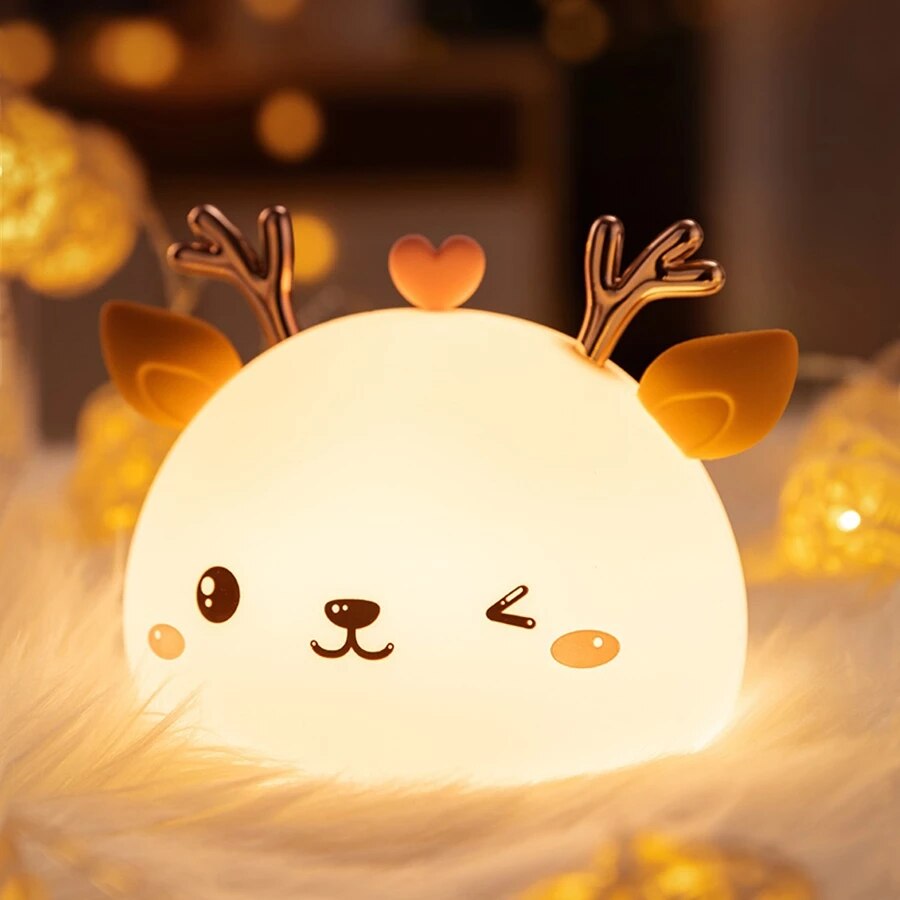 Touch Rabbit Night Lights Silicone Dimmable USB Rechargeable Lamps for Children Baby Gifts Cartoon Cute Animal Rabit Night Lamp