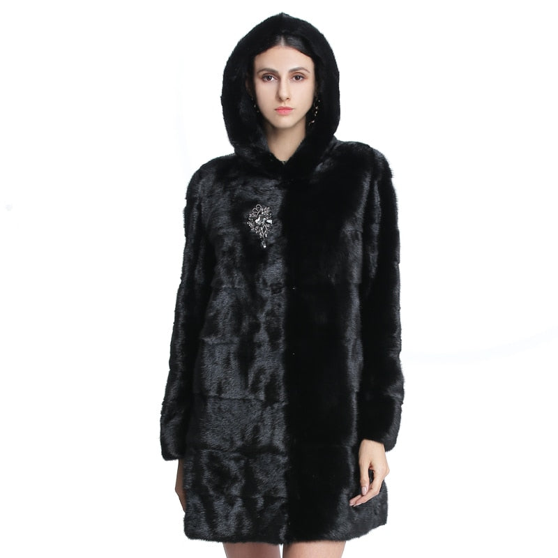 Genuine Fur Mink Jackets Plus Size Long Vintage Thick Warm Outwear 2021