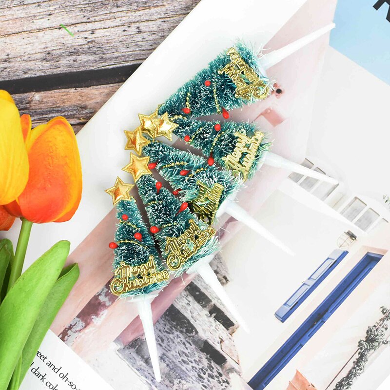 Mini Wreath Xmas Tree Cupcake Toppers