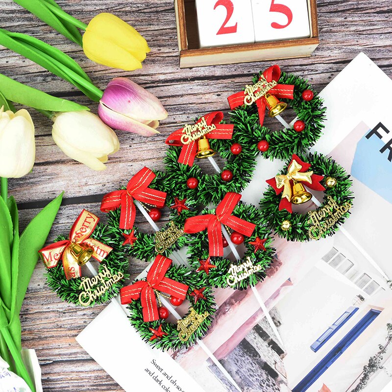 Mini Wreath Xmas Tree Cupcake Toppers