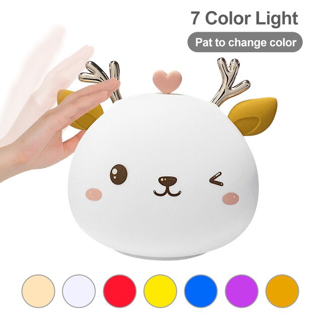 Touch Rabbit Night Lights Silicone Dimmable USB Rechargeable Lamps for Children Baby Gifts Cartoon Cute Animal Rabit Night Lamp