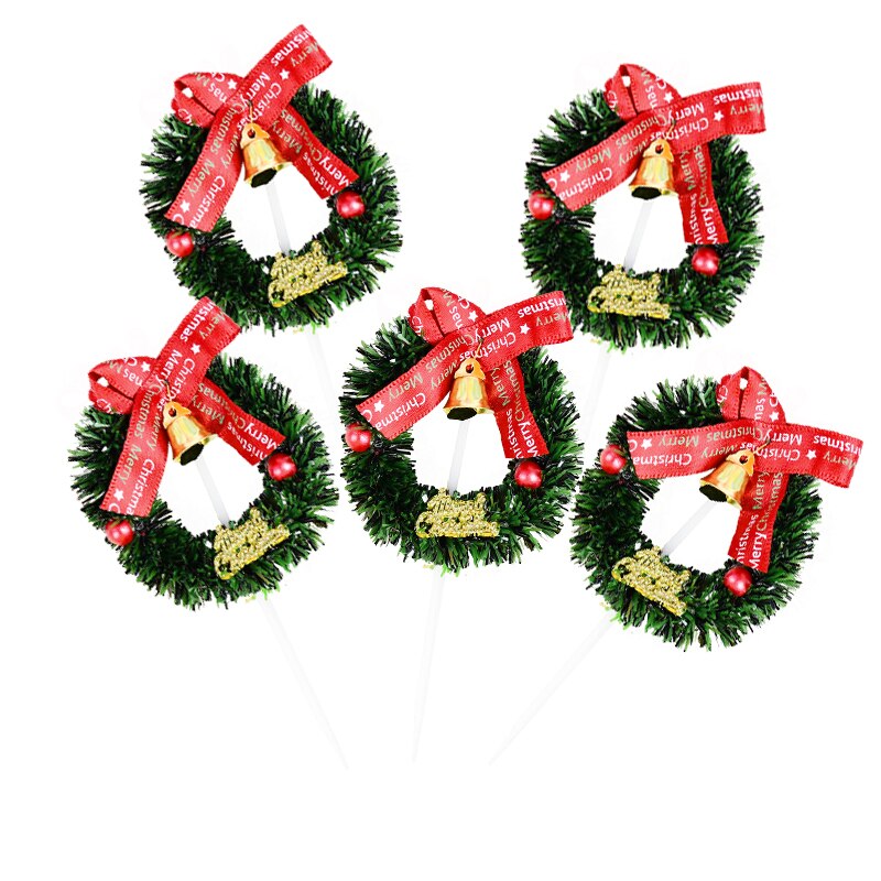 Mini Wreath Xmas Tree Cupcake Toppers