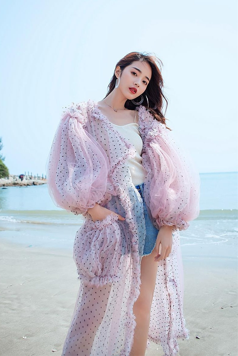 Trendy Summer Transparent Puff Sleeve