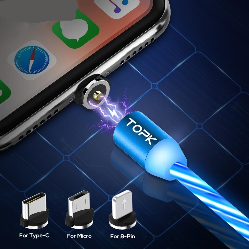 LED Flow Glow Lighting Magnetic USB Cable