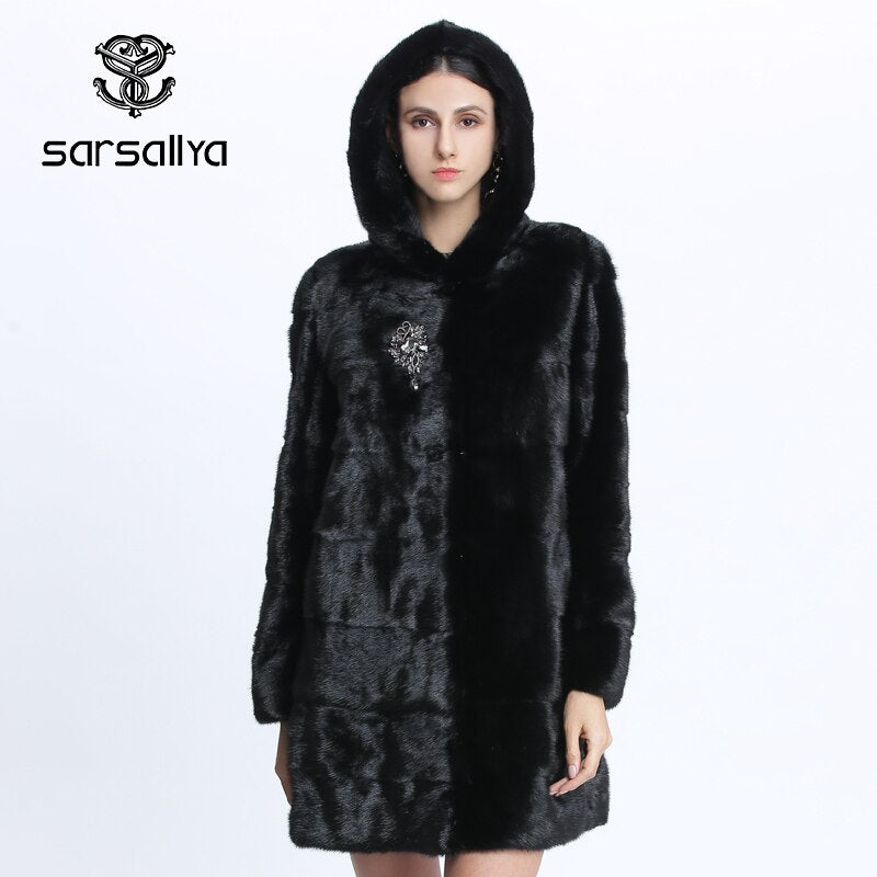 Genuine Fur Mink Jackets Plus Size Long Vintage Thick Warm Outwear 2021