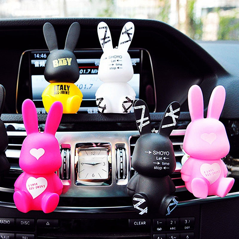 Baby Rabbits Cute Car Accessories Interior Woman Burst Eye Rabbit Doll Car Air-conditioning Outlet Perfume Clip Auto Ornament Gift