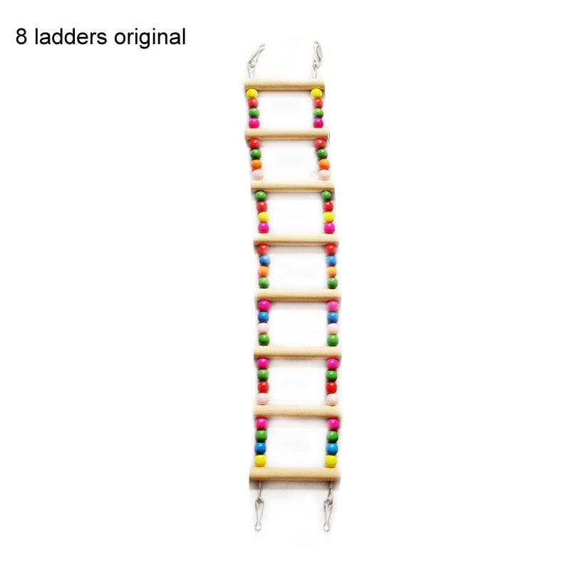 Birds Hanging Colorful Balls Climbing Toy 1 Pcs Parrots Ladders With Natural Wood Bird Toys