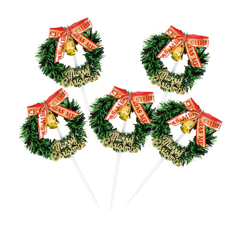 Mini Wreath Xmas Tree Cupcake Toppers