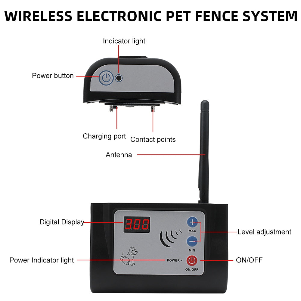 Wireless Waterproof Electric Dog Fence Outdoor Pet Dog Training Collar
