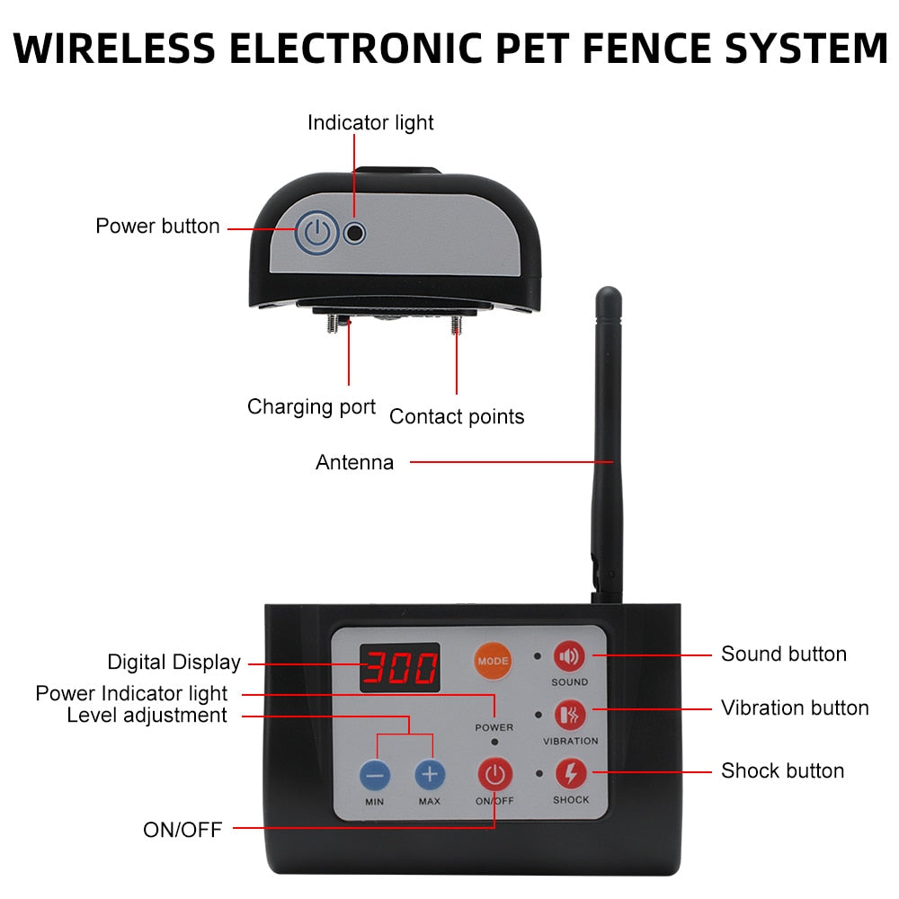 Waterproof Rechargeable 2 IN 1 Wireless Electric Pet Dog Fence