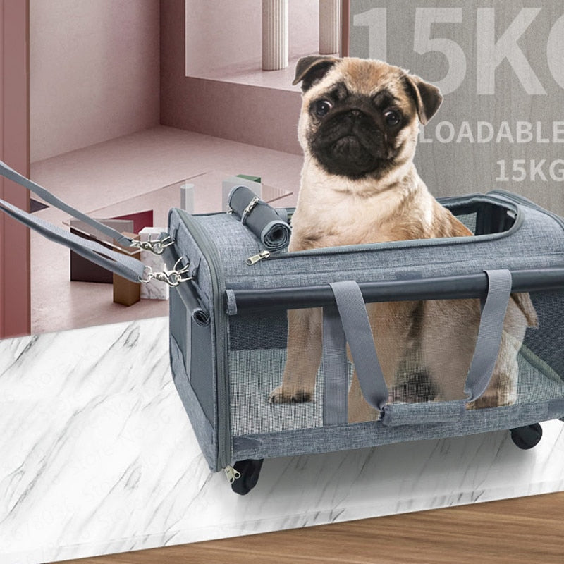 Collapsible Universal Wheel Portable Pulley Dog Travel Bag