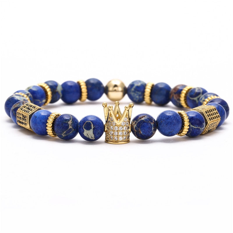 Trendy Micro Pave Cubic Crown Charm Bracelet