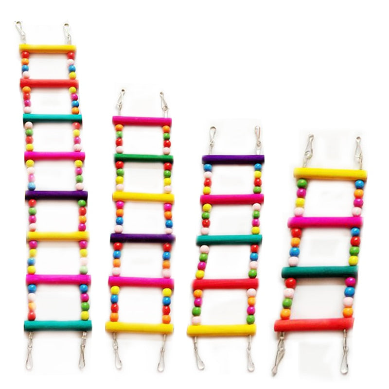 Birds Hanging Colorful Balls Climbing Toy 1 Pcs Parrots Ladders With Natural Wood Bird Toys