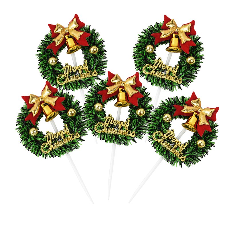 Mini Wreath Xmas Tree Cupcake Toppers