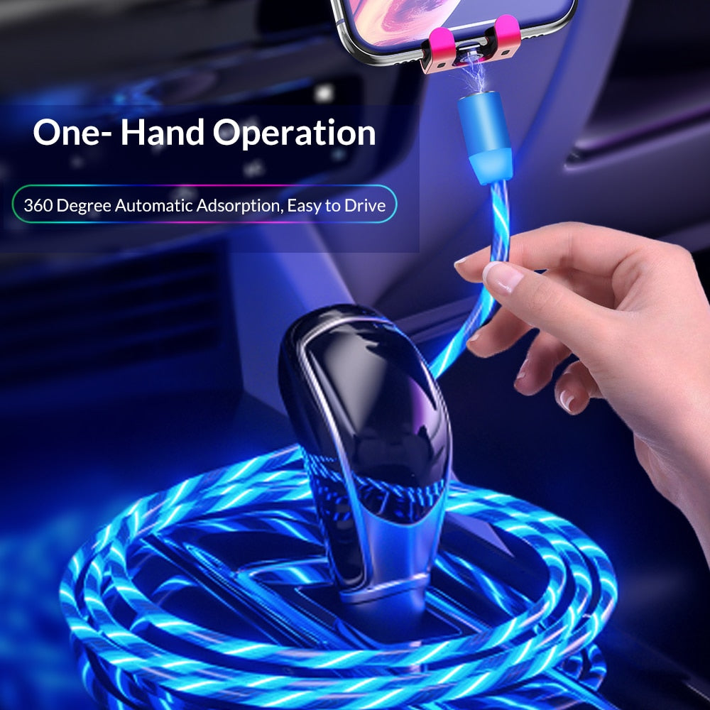 LED Flow Glow Lighting Magnetic USB Cable