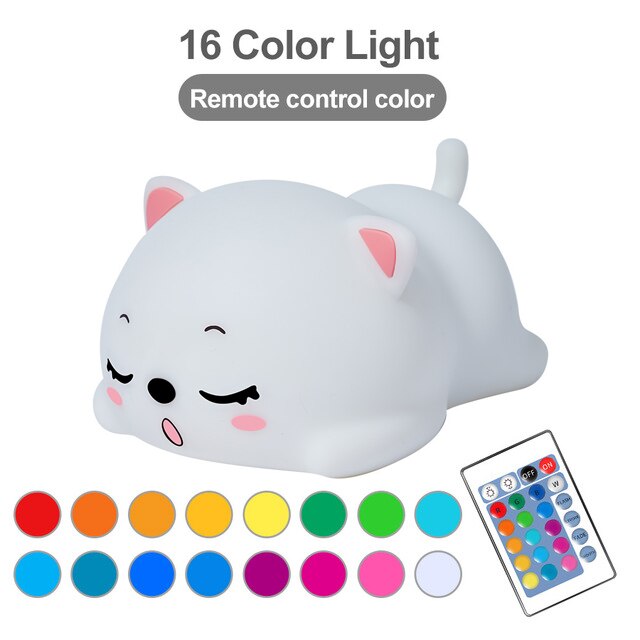 Touch Rabbit Night Lights Silicone Dimmable USB Rechargeable Lamps for Children Baby Gifts Cartoon Cute Animal Rabit Night Lamp