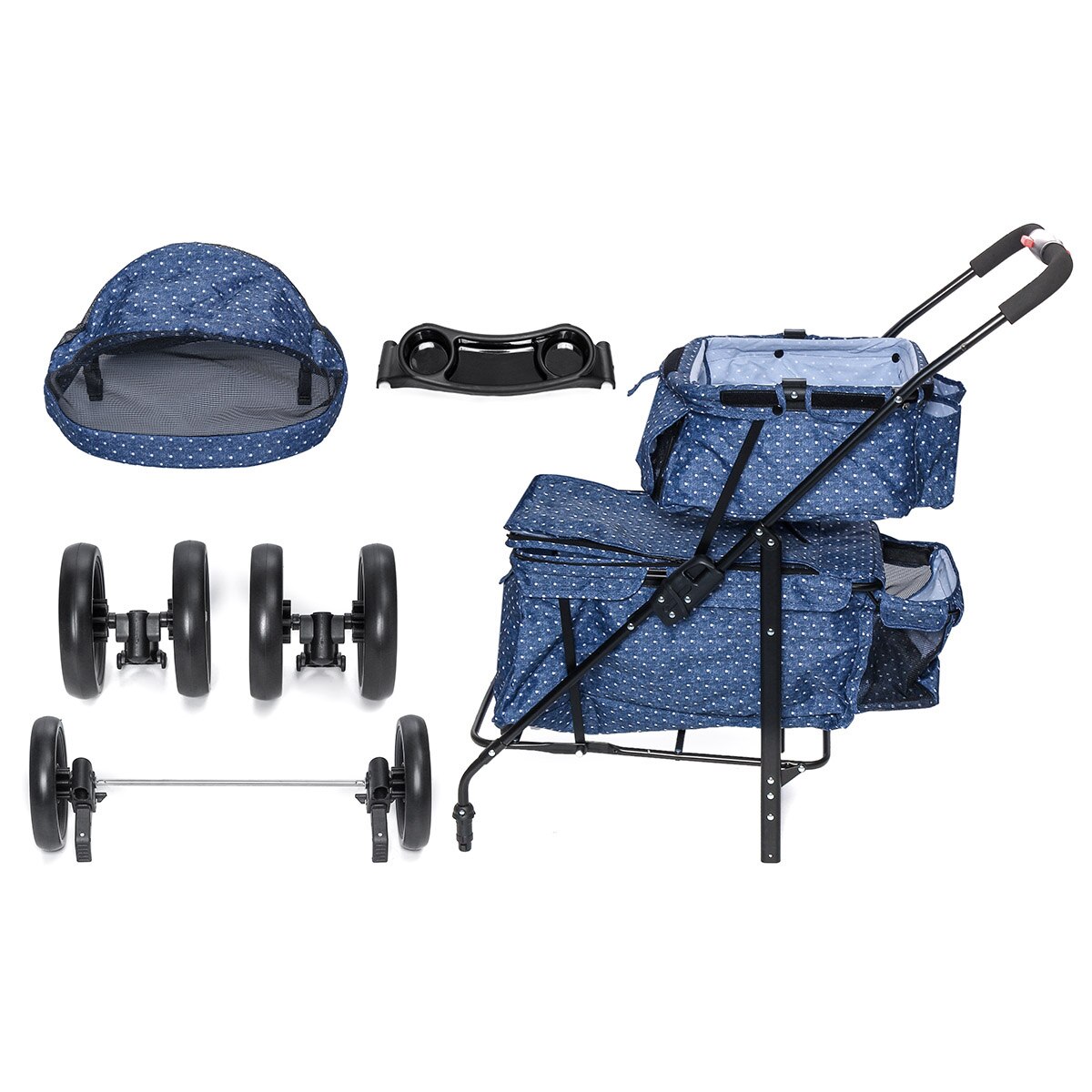 NEW 2 In 1 Outdoor Double Deck Carrier Pet Stroller