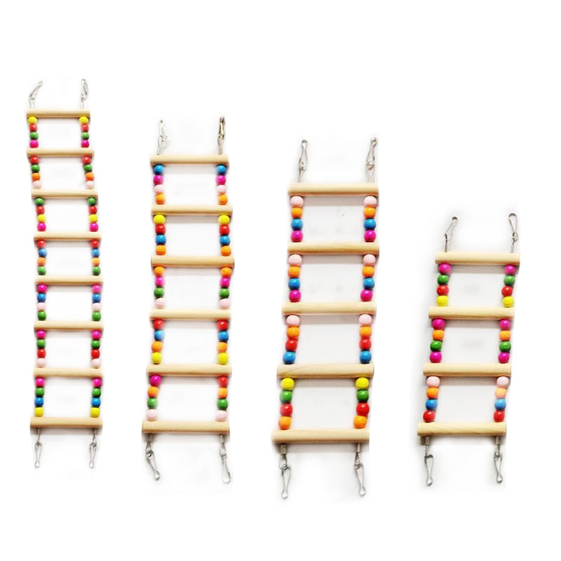 Birds Hanging Colorful Balls Climbing Toy 1 Pcs Parrots Ladders With Natural Wood Bird Toys