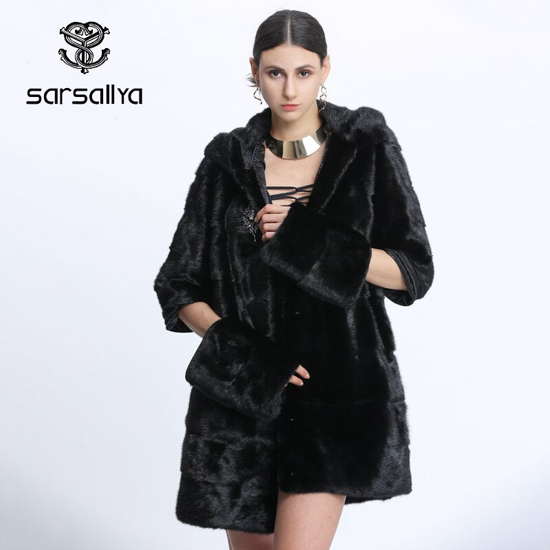 Genuine Fur Mink Jackets Plus Size Long Vintage Thick Warm Outwear 2021