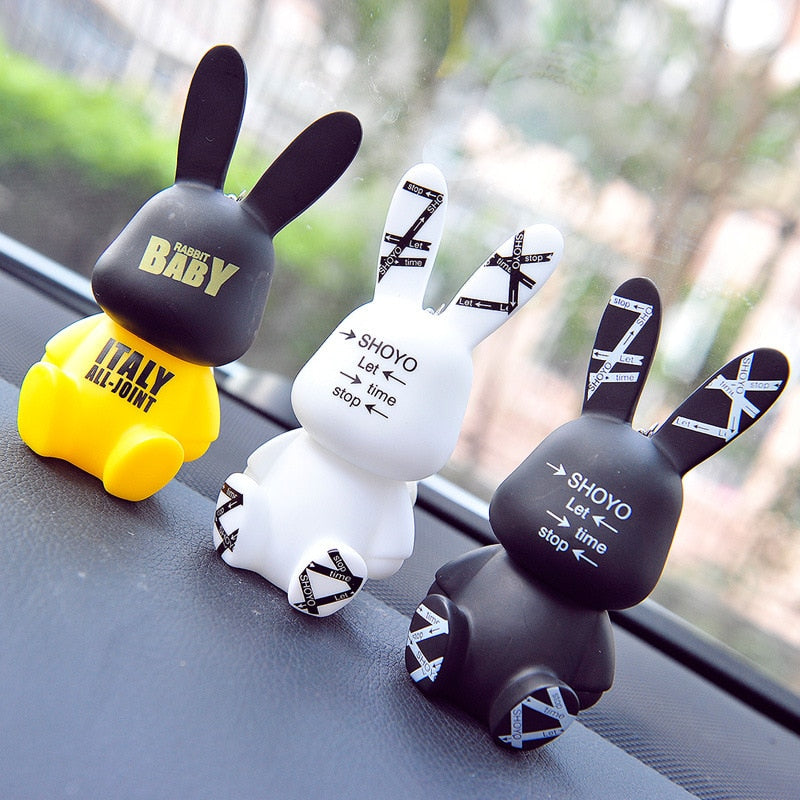Baby Rabbits Cute Car Accessories Interior Woman Burst Eye Rabbit Doll Car Air-conditioning Outlet Perfume Clip Auto Ornament Gift