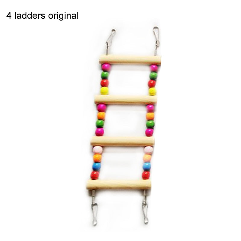 Birds Hanging Colorful Balls Climbing Toy 1 Pcs Parrots Ladders With Natural Wood Bird Toys