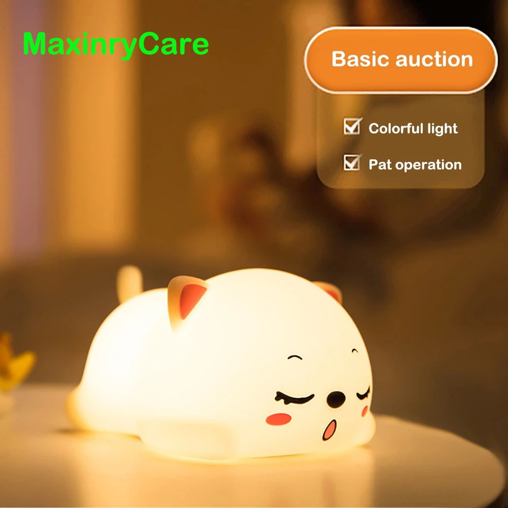Touch Rabbit Night Lights Silicone Dimmable USB Rechargeable Lamps for Children Baby Gifts Cartoon Cute Animal Rabit Night Lamp