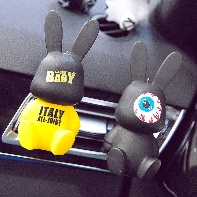 Baby Rabbits Cute Car Accessories Interior Woman Burst Eye Rabbit Doll Car Air-conditioning Outlet Perfume Clip Auto Ornament Gift