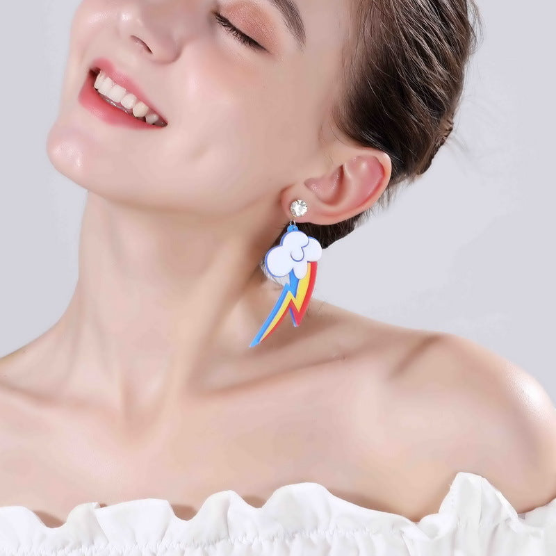 Rainbow Clouds Earring