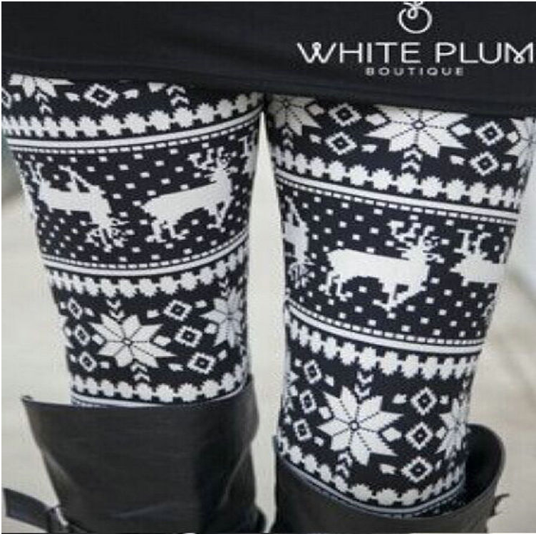 High Waist Long Pants Color Ladies Xmas Trousers