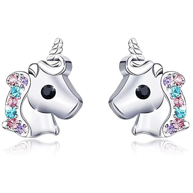 Exquisite Fashion Creative Cute Princess Turtle Stud Earrings Inlaid White Zircon High Jewelry Women's Party Birthday Gifts