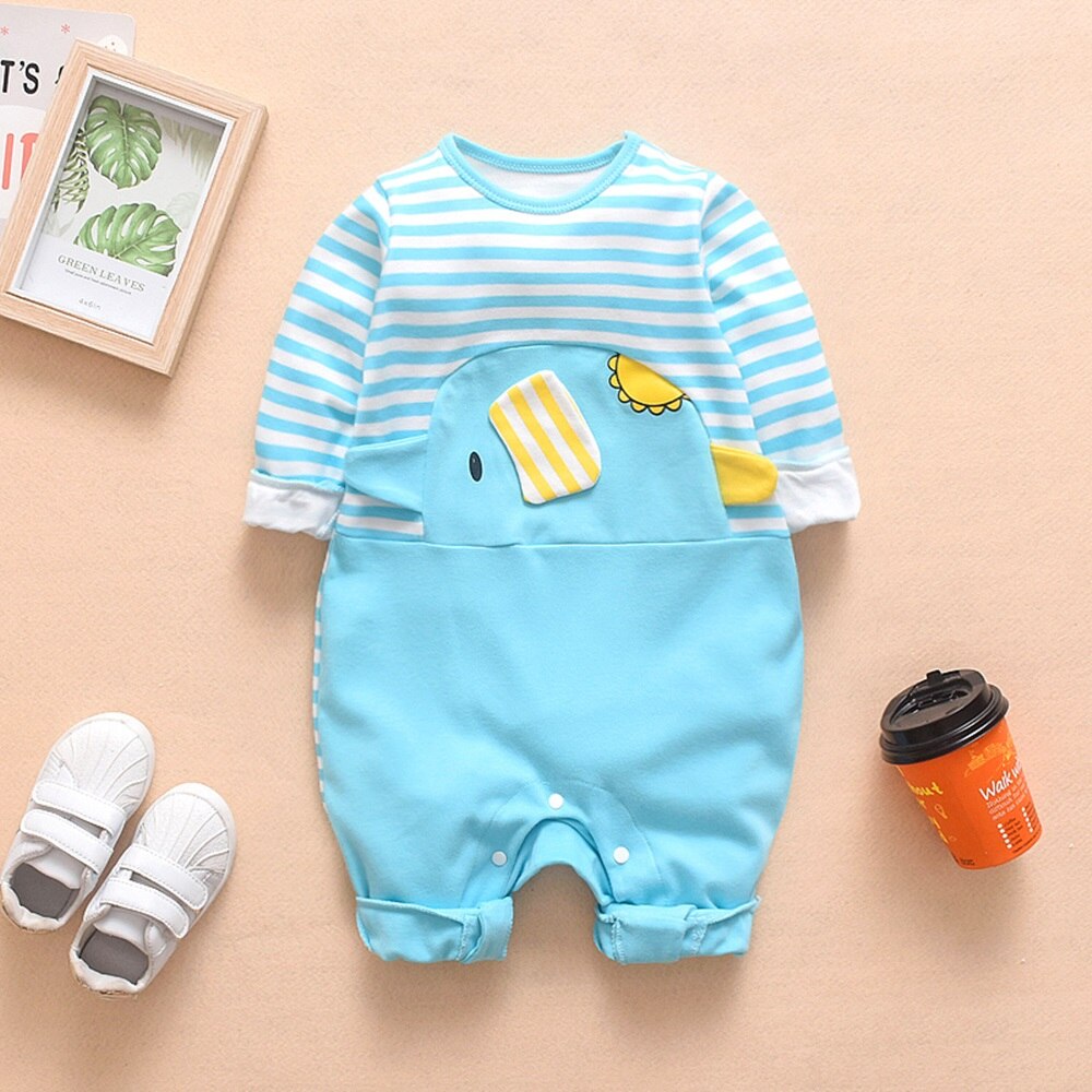 New Newborn Baby Clothes Boys Girls Striped Cotton Rabbit Long Sleeve Spring Fall Rompers Kids Jumpsuit Playsuit Outfits 0-24M